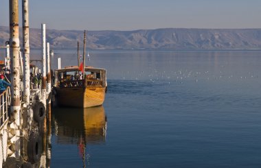 Boat on the sea of Galilee clipart