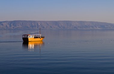 Boat on the sea of Galilee clipart