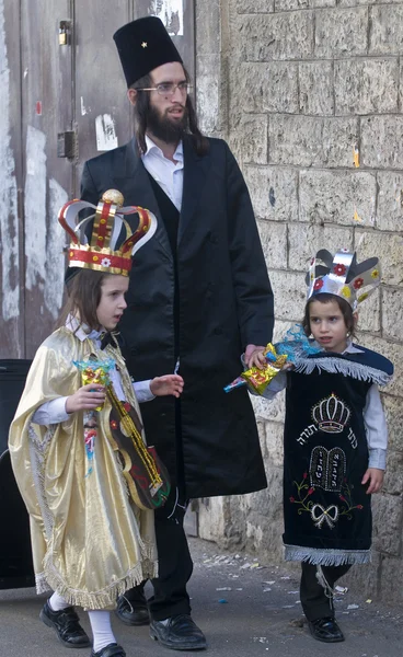 Purim en Mea Shearim — Foto de Stock