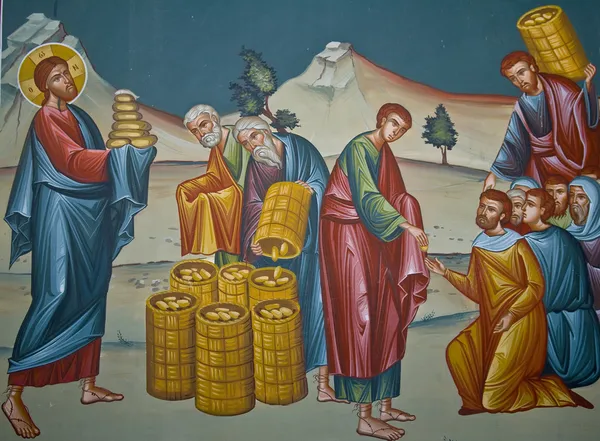 Presco Kapernaumin kirkossa — kuvapankkivalokuva