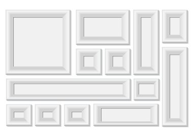 White photo frames set clipart