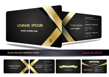 Black and gold business cards clipart