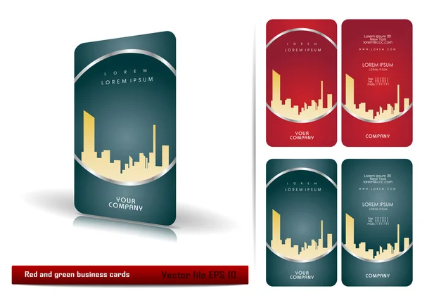 赤と緑のビジネス カード — ストックベクタ