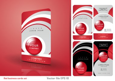 Red business cards set clipart