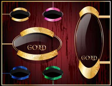 Golden emblem design set clipart