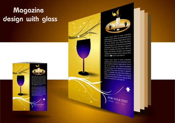 Magazine design with glass — Stock Vector