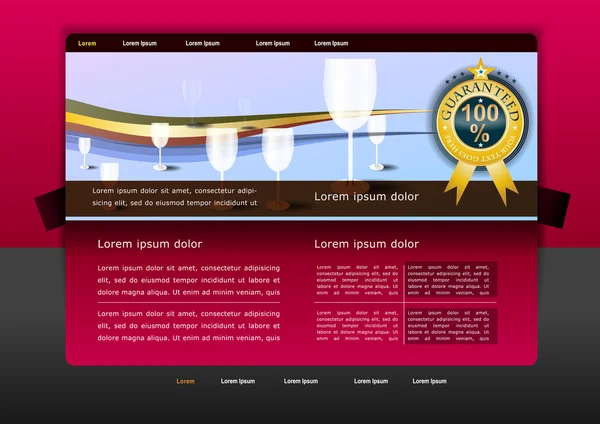 Modelo moderno de webdesign de bar de vinhos —  Vetores de Stock