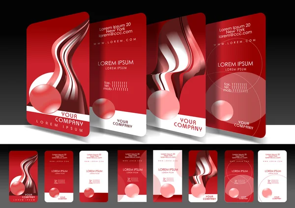 Red business card set — Stock Vector