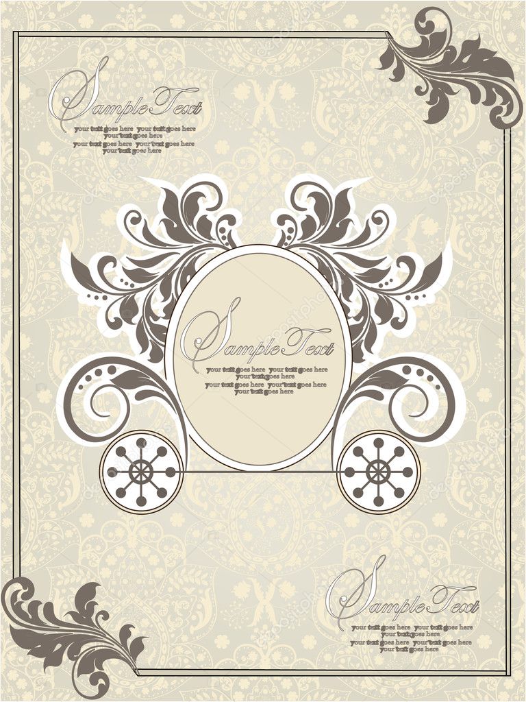 Vintage wedding invitation design with carriage — Stock Vector ...