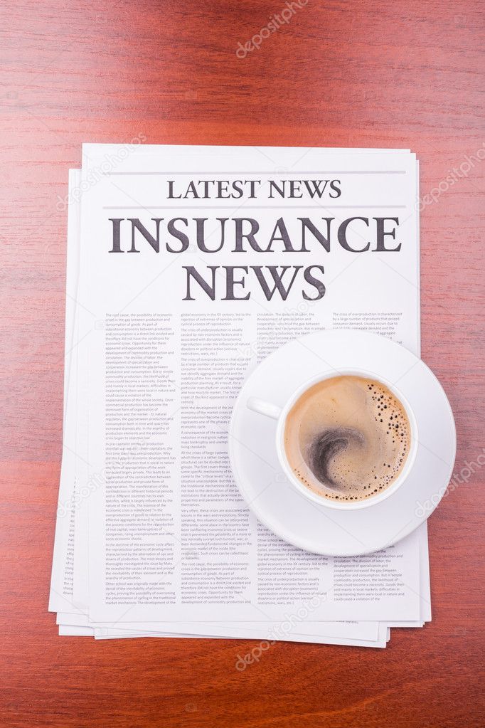 The newspaper INSURANCE NEWS and coffee
