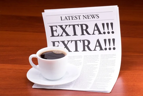 The newspaper LATEST NEWS with the headline EXTRA! EXTRA! — Stock Photo, Image