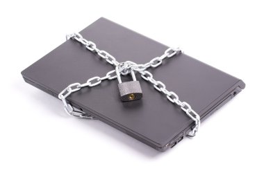 Laptop security chain and closw padlock clipart