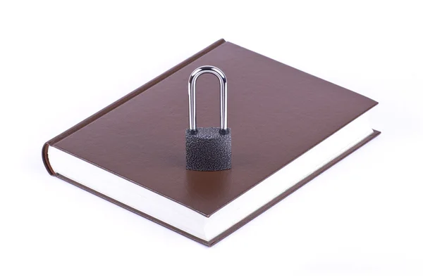 Brown book and padlock — Stock Photo, Image