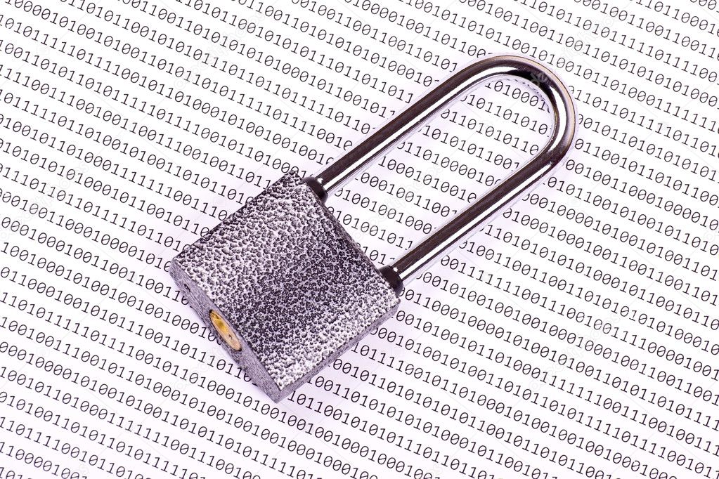 The padlock on the binary code