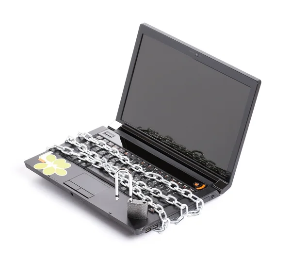 stock image Open laptop security whit chain and padlock