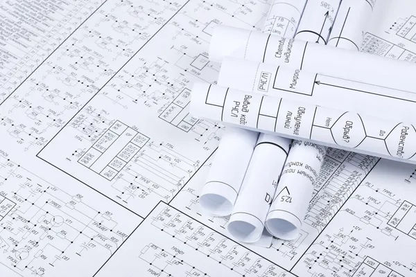 Drawings rolled in a tube crosswise — Stock Photo, Image