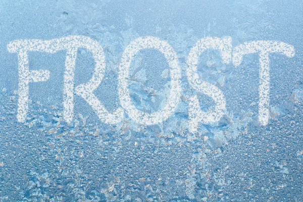 Frost pattern and word FROST — Stock Photo, Image