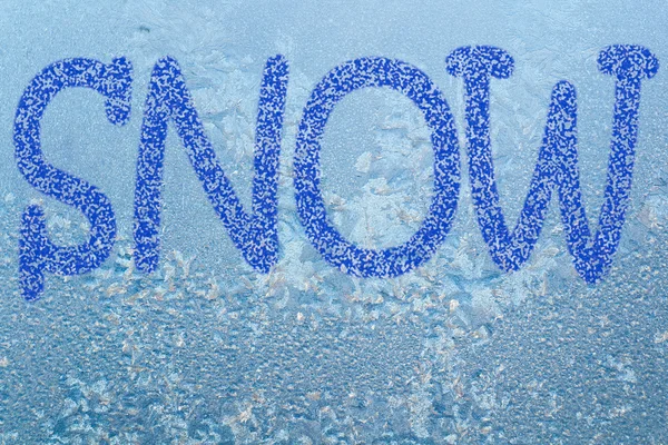 Frost pattern and word SNOW — Stock Photo, Image