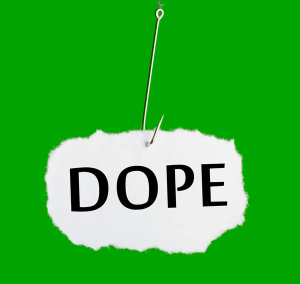 Word DOPE on a fishing hook — Stock Photo, Image