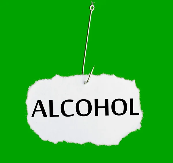 Słowo alkohol na haczyki — Zdjęcie stockowe