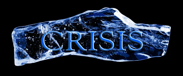 Palavra CRISIS congelado no gelo — Fotografia de Stock