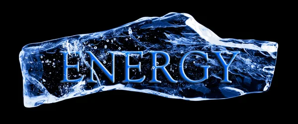 Palavra ENERGIA congelada no gelo congelado no gelo — Fotografia de Stock
