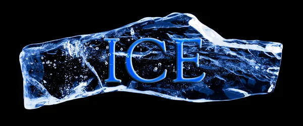 Word ICE frozen in the ice — Stock Photo, Image