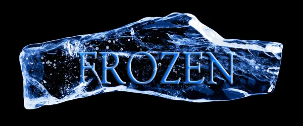 Word FROZEN frozen in the ice — Stock Photo, Image