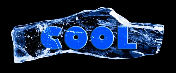 Word COOL frozen in the ice