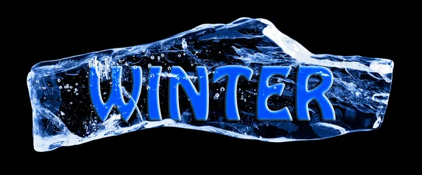 Wort Winter eingefroren im Eis — Stockfoto