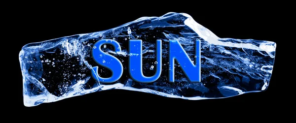 Wort Sonne eingefroren im Eis — Stockfoto