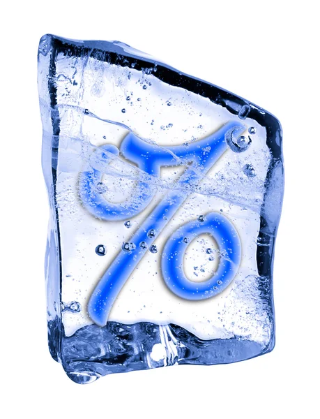 Знак відсотка заморожений у льоду — стокове фото