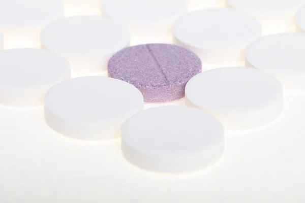 Branco grandes pílulas fundo — Fotografia de Stock