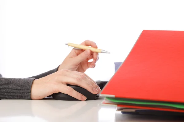Предпринимательница мышиная папка для компьютерной ручки - Изолированная — стоковое фото
