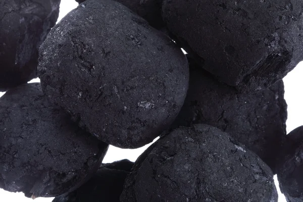 Geïsoleerde kolen, koolstof nuggets — Stockfoto