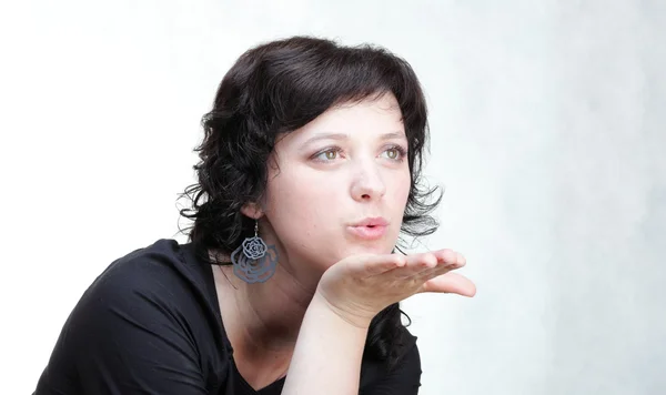 Woman blowing a kiss woman isolated — Stock Photo, Image