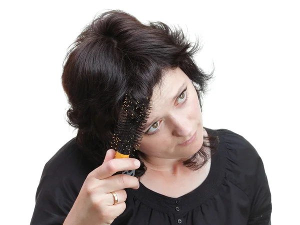 Hairbrush woman isolated — Stock Photo, Image