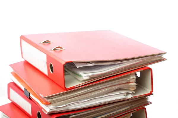 Empilhar pasta de escritório de arquivo vermelho — Fotografia de Stock