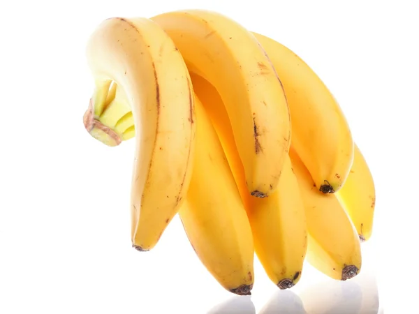 一群被隔绝在白色背景上的香蕉 — 图库照片