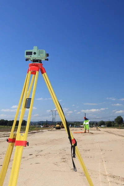 stock image Geodesist taking measurement