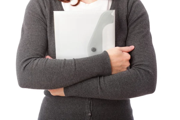 Businesswoman with folder, isolated on white — Stock Photo, Image