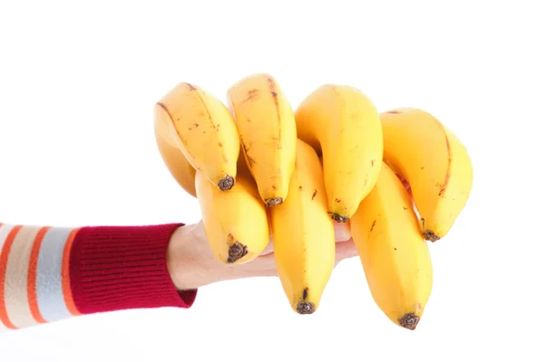 Banane a grappolo isolate su sfondo bianco — Foto Stock