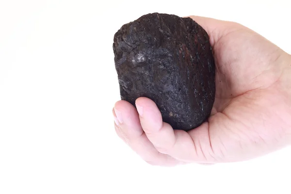 手のひらに石炭の部分 — ストック写真