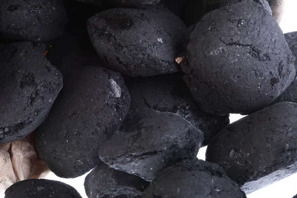 Säck, påse isolerade kol, kol nuggets — Stockfoto