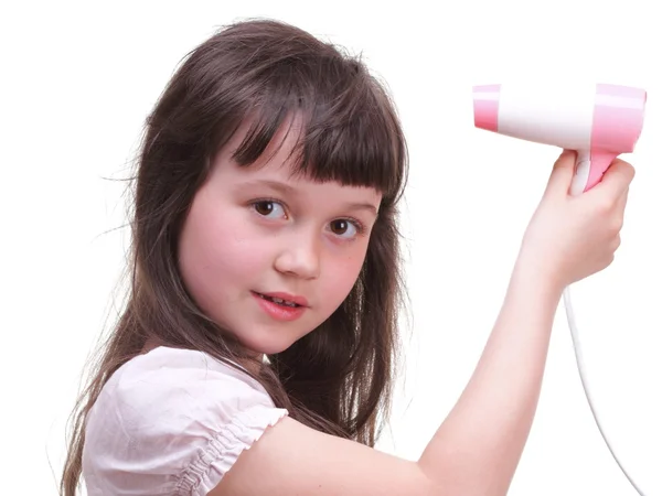 Child girl drying hair Stock Photo by ©LSaloni 19200115