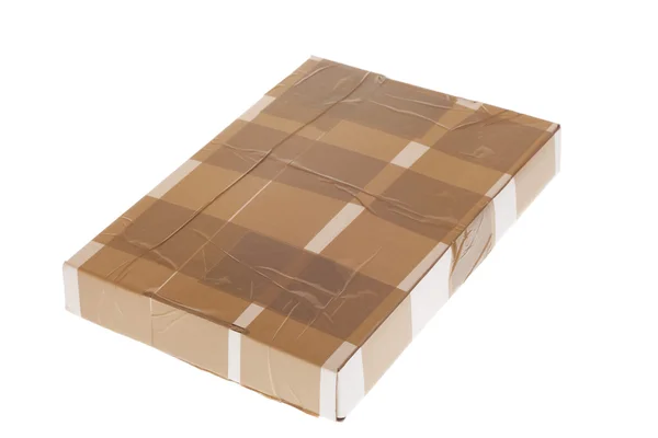 Boîte en carton avec ruban adhésif, paquet sécurisé — Photo