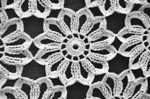 stock image Floral crochet on black background