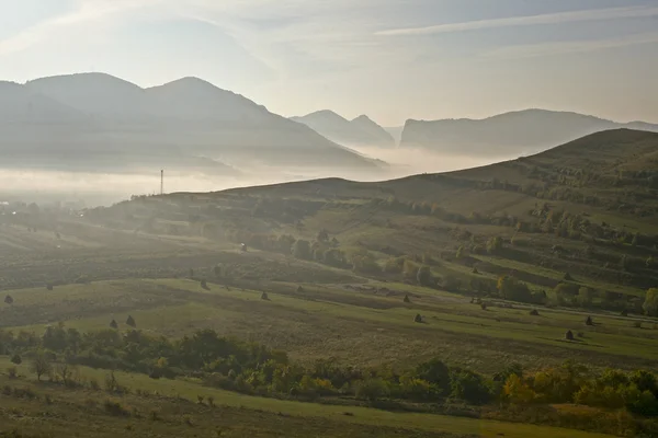 Misty valley på turda raviner — Stockfoto