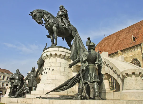 stock image The statue of the king Matthias Corvinus from the front