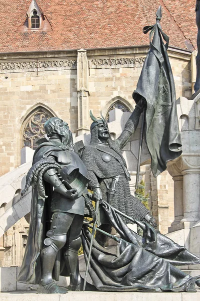 Dettaglio della statua del re Mattia Corvino — Foto Stock